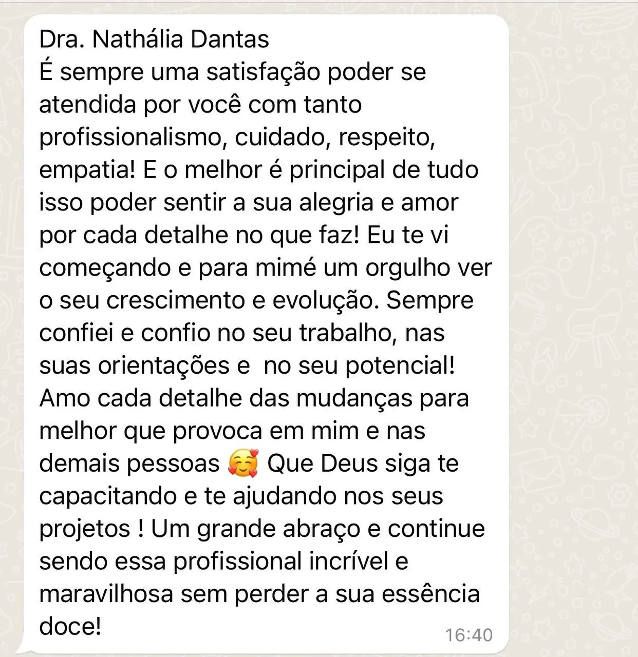 Print do depoimento de Paciente
