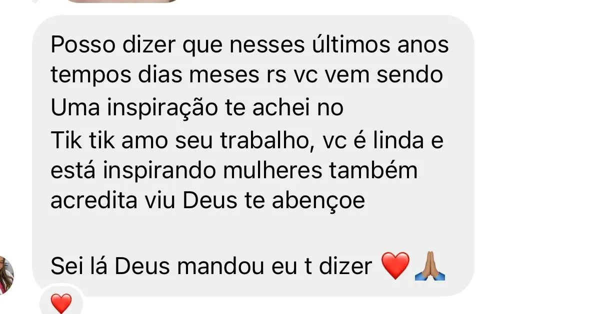 Print do depoimento de Seguidora