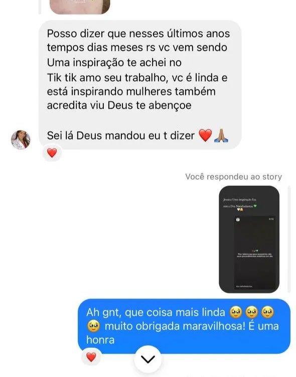 Print do depoimento de Seguidora